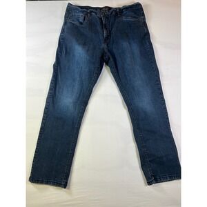 Urban Star Mens Straight Leg Jeans Comfort Stretch Dark Wash 38x30